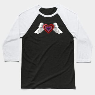 Heart Angel Wing Feather Baseball T-Shirt